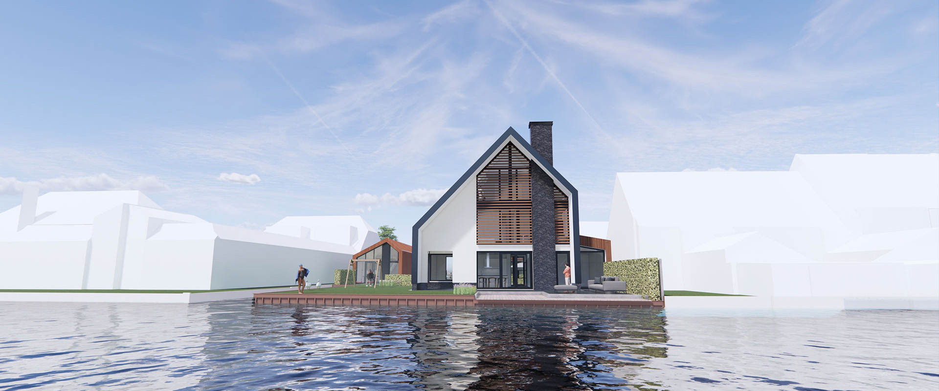 Noordzijde Bodegraven achtergevel boerderij vanaf Oude Rijn