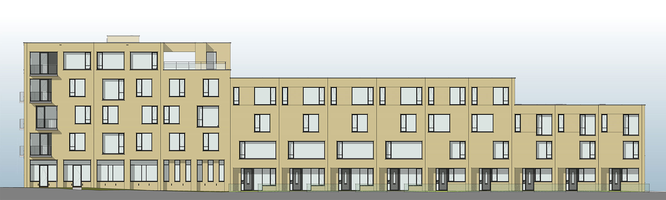 Haringlocatie Delft appartementencomplex BIM aanzicht gevel